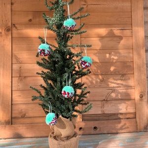 Set of 5 Pom Pom Ornaments